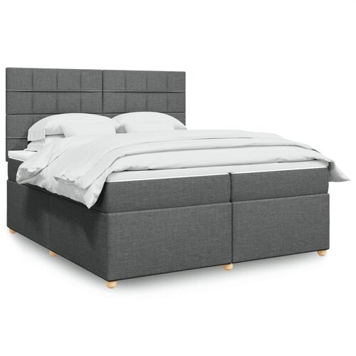 vidaXL Box spring postelja z vzmetnico temno siva 200x200 cm blago Cene