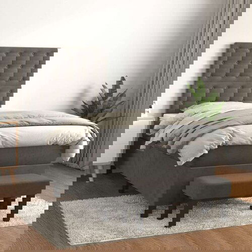 Box spring krevet s madracem tamnosivi 100x200 cm baršunasti Cijene