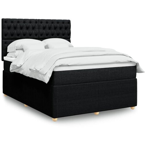 vidaXL Box spring postelja z vzmetnico črna 140x200 cm blago Cene