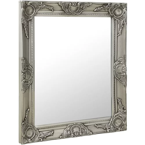 vidaXL Stensko ogledalo v baročnem stilu 50x60 cm srebrno