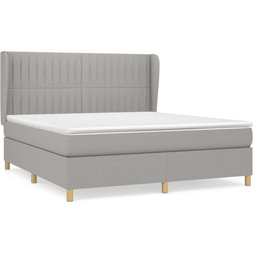 VidaXL Krevet s oprugama i madracem svjetlosivi 180x200 cm od tkanine Slike