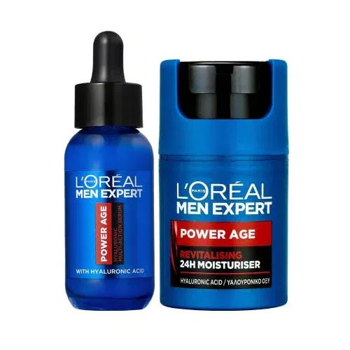 L'Oréal Paris Men Expert Power Age Hyaluronic Multi-Action Serum Set serum za lice 30 ml + dnevna krema za lice 50 ml za moške