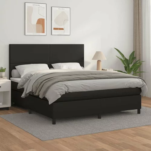  Box spring postelja z vzmetnico črn 180x200 cm umetno usnje, (20791584)