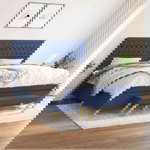  Krevet s oprugama i madracem plavi 180x200 cm od tkanine Slike