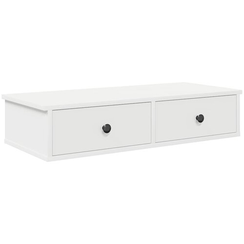  Zidna polica s ladicama bijela 80x34x17 cm izrađeno drvo Slike