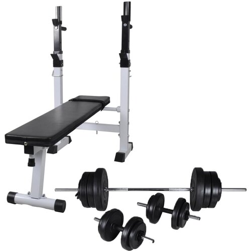  Klupa za vježbanje sa stalkom za utege i setom utega 60,5 kg Cene