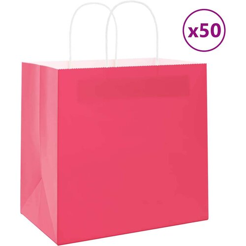 VidaXL Papirnate vrećice 50 kom s ručkama ružičaste 26x17x25 cm Slike