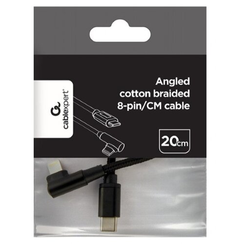Gembird CC-USB2-CMLML-0.2M Kabl USB-C na 8pin pod uglom 02m Black Slike