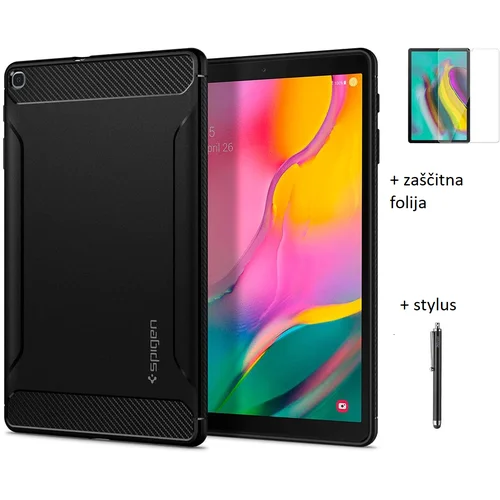  Zaščitni ovitek Spigen Rugged Armor za Samsung Galaxy Tab A 10.1 (2019) - črni (+ zaščitna folija in pisalo)