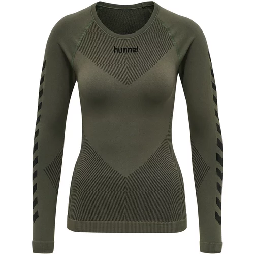 Hummel Tehnička sportska majica taupe siva / crna