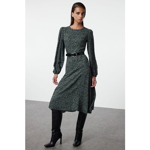 Trendyol Khaki Floral Midi Woven Dress Cene
