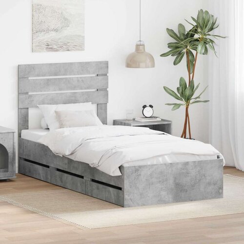  Okvir za krevet s ladicama Betonski sivi 90 x 200 cm - Beton siva 90 x 200 cm Cene
