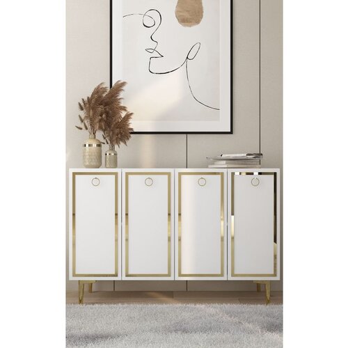 Hanah home Wolly KM120 - White, Gold WhiteGold Console Cene