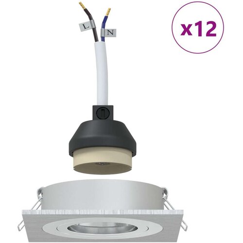 VidaXL ugrađeni reflektori 12 kom četvrtasti GU10 srebrna 91x91 mm Slike