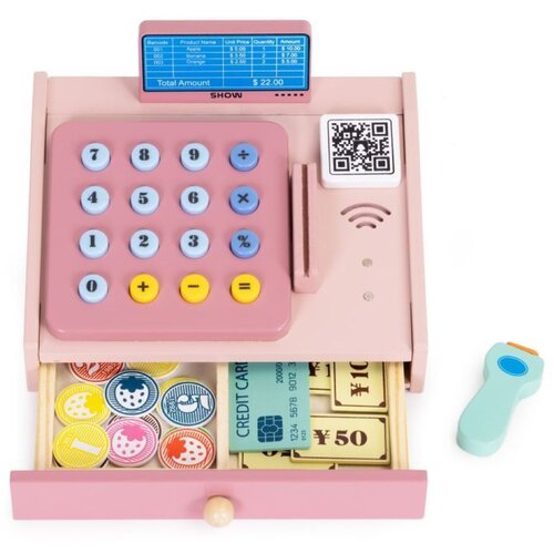 ECO TOYS Drvena blagajna 3 god+, roza Slike