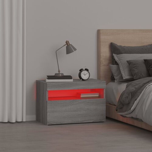  Noćni ormarić s LED svjetlima boja hrasta sonome 60x35x40 cm Slike