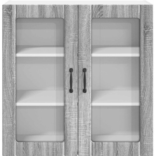  Zidni stakleni ormarić Lucca Siva sonoma 80 x 31 x 80 cm Slike