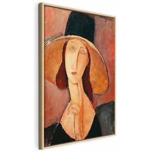  Slika - Amedeo Modigliani &ndash; Portrait of Jeanne Hebuterne in a Large Hat 60x90 U prirodnom drvenom okviru Cijene