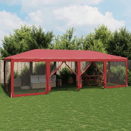 VidaXL Vrtni &amp;scaron;otor z 12 mrežastimi stranicami rdeč 8x4 m HDPE Slike