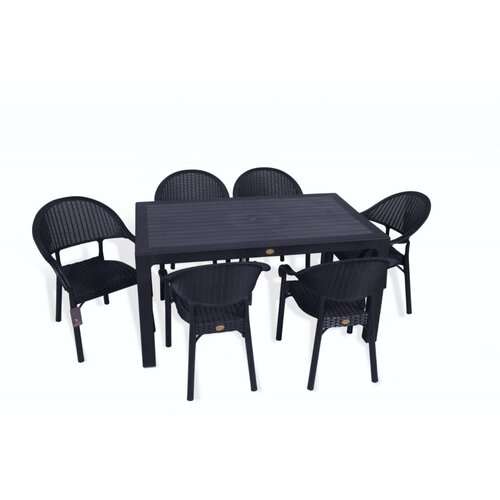  Bastenski set bambu 6 stolice i sto 150x90 crna Cene