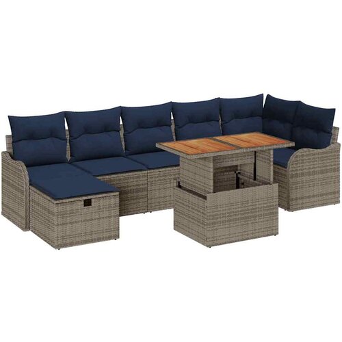 vidaXL Vrtna sedežna garnitura z blazino 8 pcs Siva Poly ratan, (5000021510) Cene