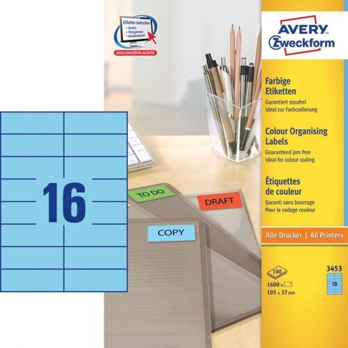 Avery Zweckform Etikete za označevanje, modre 105 x 37 mm Cene