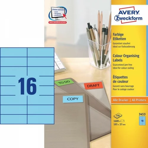 Avery Zweckform Etikete za označevanje, modre 105 x 37 mm