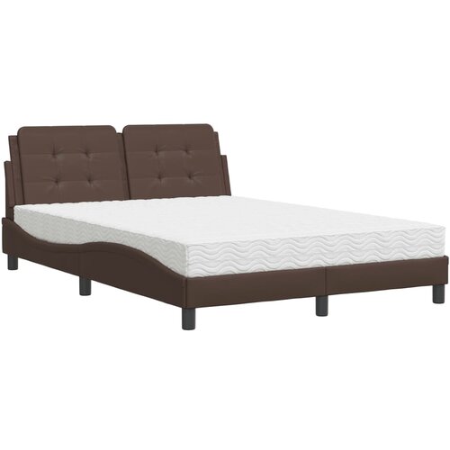 VidaXL Postelja z vzmetnico rjava 140x200 cm umetno usnje, (21111636) Slike