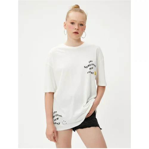 Koton Smileyworld® T-Shirt with Back Print Licensed Crew Neck Short Sleeves