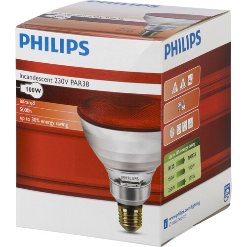 Philips infrared lamp PAR38 IR 100W E27 230V Red - infracrvena žarulja Slike