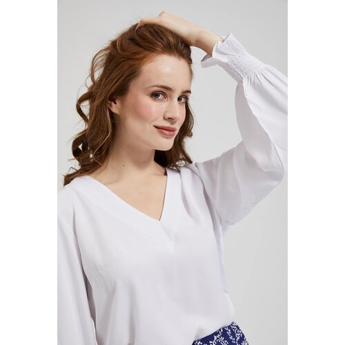 Moodo Women&amp;#039;s blouse with lace on the back - white Slike