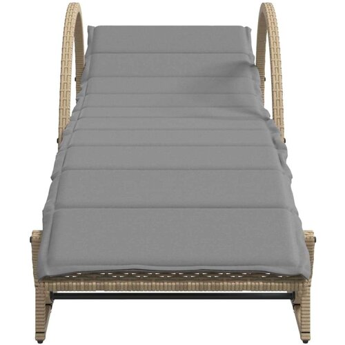 VidaXL Ležaljka za sunčanje s jastukom bež 60x199x42 cm poliratan Slike