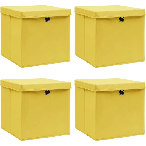  Kutije za pohranu s poklopcima 4 kom žute 32x32x32 cm tkanina