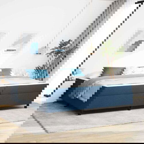  Krevet s opruga kutije Svijetlo siva Crna 200 x 200 cm Slike