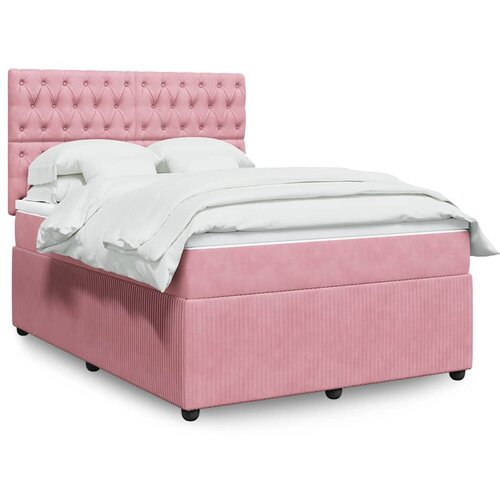 vidaXL Box spring postelja z vzmetnico roza 140x200 cm žamet Cene