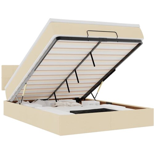 VidaXL Otomanska postelja z vzmetnico krem 140x190 cm blago, (22012083) Slike