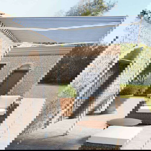  Prostostoječa ročno zložljiva tenda 300x250 cm modra/bela, (20729059) Cene