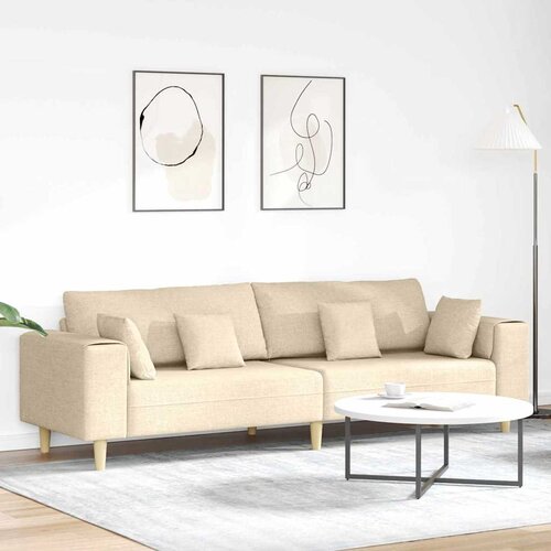 VidaXL Tkaninska sofa s jastukom Krema 208 cm tkanina Slike