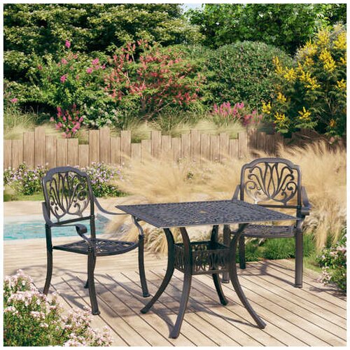  3-dijelni bistro set od lijevanog aluminija crni Cijene