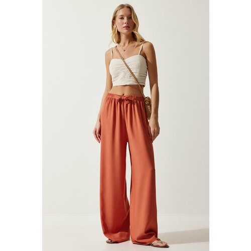 Happiness İstanbul Women's Peach Flowy Knitted Palazzo Trousers Slike