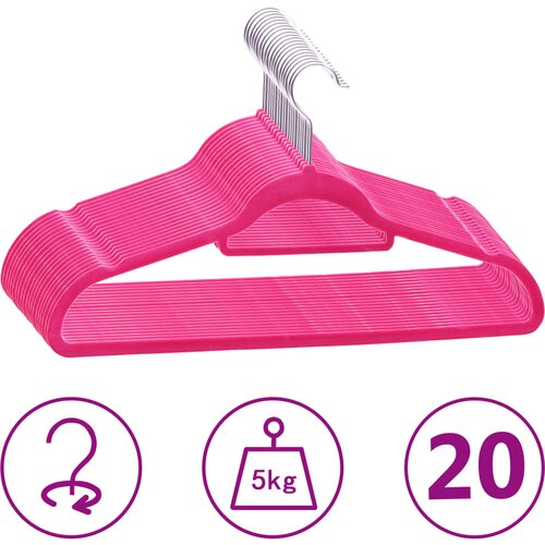 vidaXL 20-dijelni set vješalica protuklizni ružičasti baršunasti Cijene