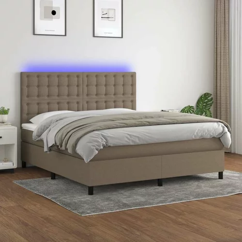  Box spring postelja z vzmetnico LED taupe 160x200 cm blago, (20900838)
