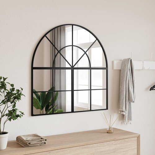 vidaXL Zidno ogledalo crno 80x80 cm lučno željezno Cijene