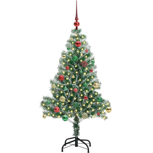  Umjetno Božićno Drvo s Snježnim Flokom i LED Svjetlom 150 cm Slike