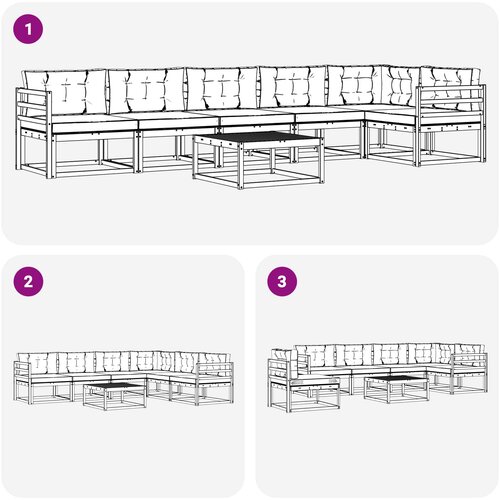  Set vanjskih sofa 7 pcs Bijela i krem 79 x 79 x 37 cm Poliester Slike