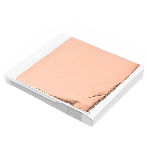 Rose gold kovinski zlati list za pozlačevanje 14 x 13 cm 100 listov RABLJENO