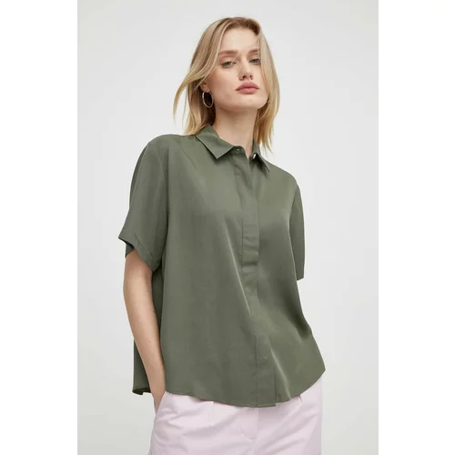 Samsoe Samsoe Košulja za žene, boja: zelena, regular, s klasičnim ovratnikom