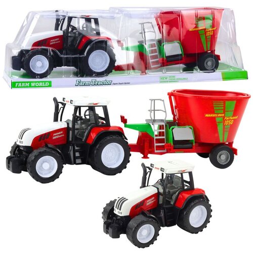  Poljoprivredni traktor s prikolicom i mješalicom za stočnu hranu, crveni 60 cm Cene