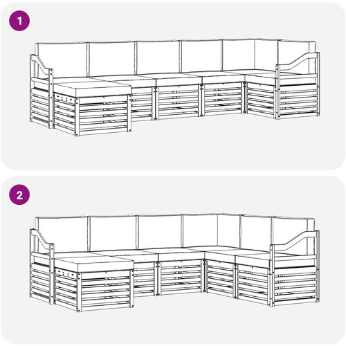  Set vanjskih sofa 7 kom. Bijela i svjetlosiva 304 x 126,5 x 73 cm Slike