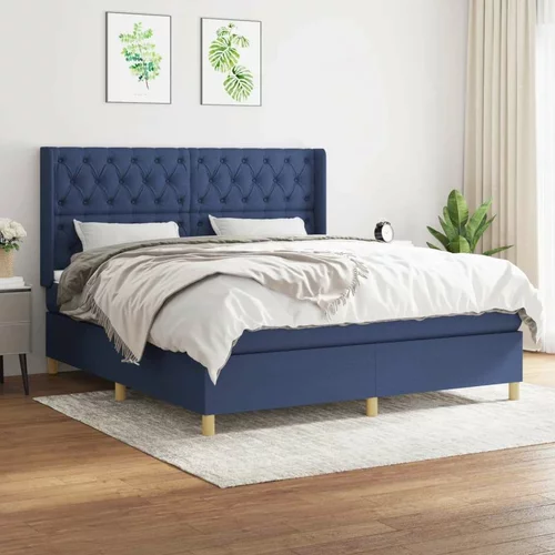  Box spring postelja z vzmetnico modra 160x200 cm blago, (20894884)
